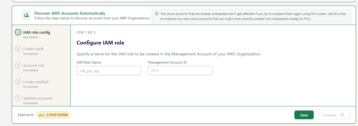 Screenshot: Configure IAM Role — Step 1 of 5