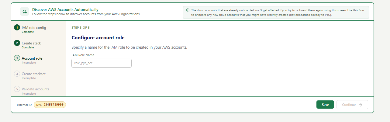 Screenshot: Configure Account Role — Step 3 of 5