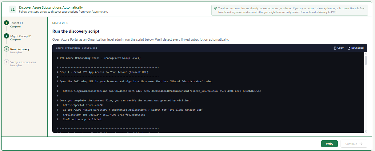 Screenshot: Run Discovery Script — Step 3 of 4